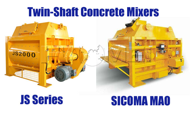 types of twin shaft concrete mixers